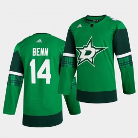 Jamie Benn #14 Stars 2020 St. Patrick's Day Authentic Player Green Jersey Men's
